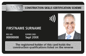 Black Card obtained by completing relevant NVQ Level 6